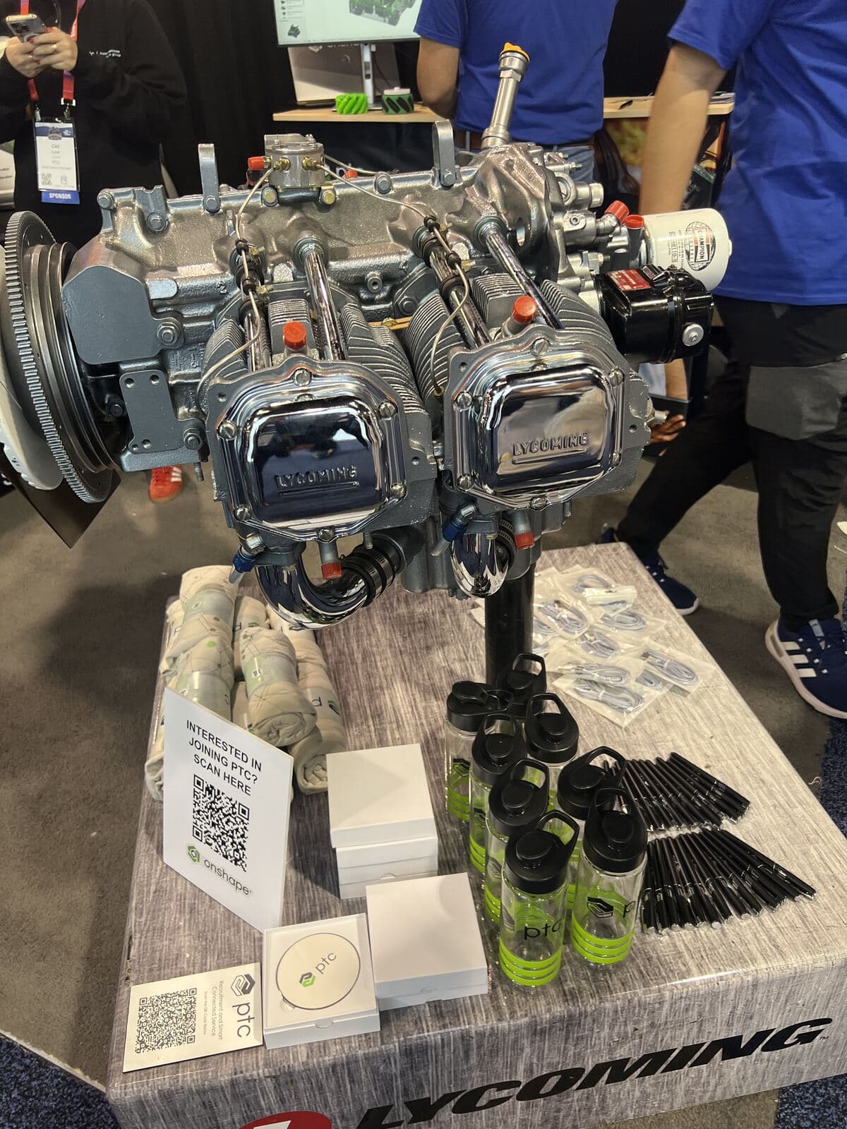 Lycoming aircraft engine display at a STEM career expo