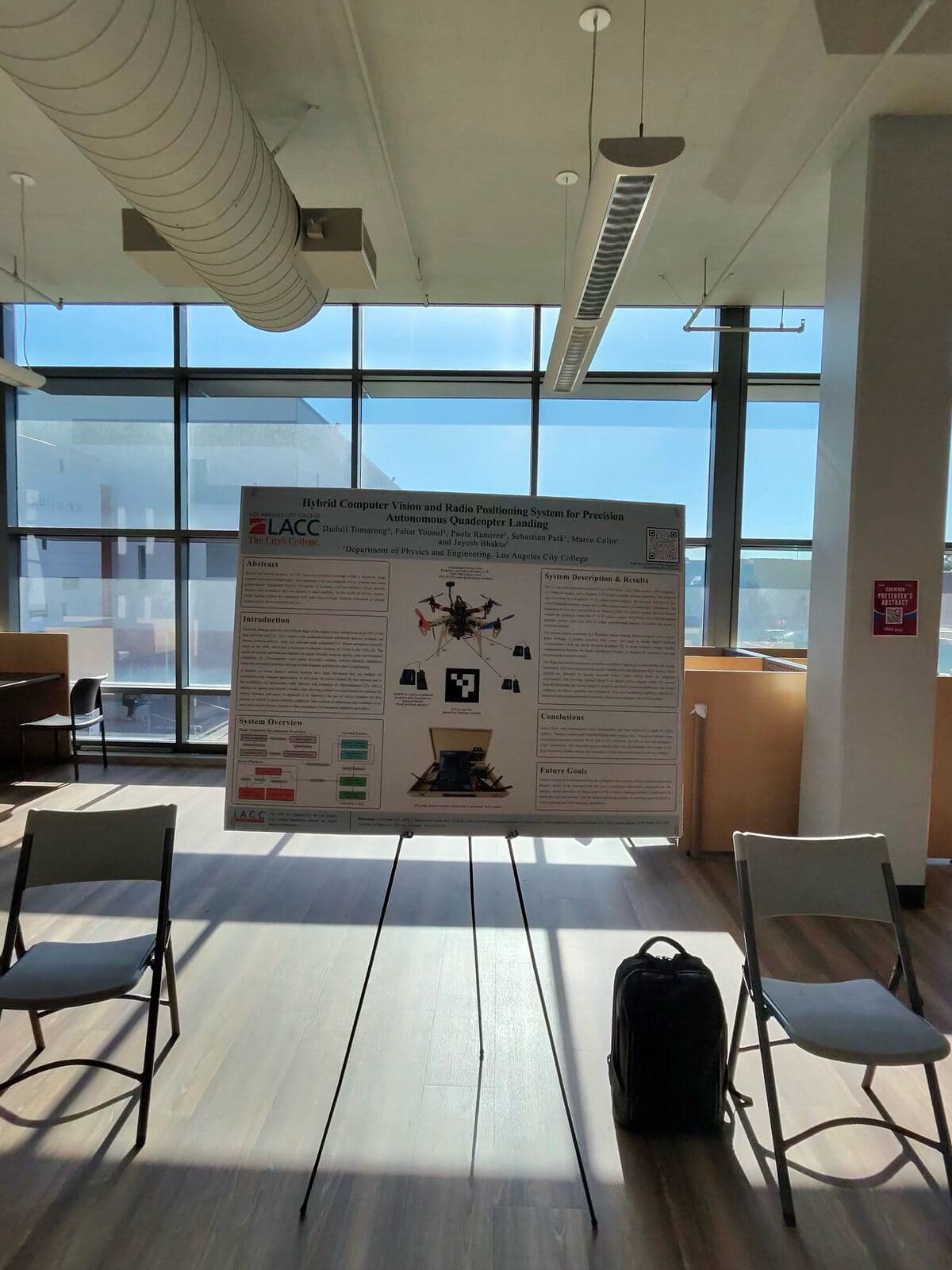 Research poster on hybrid computer vision for quadcopter landing
